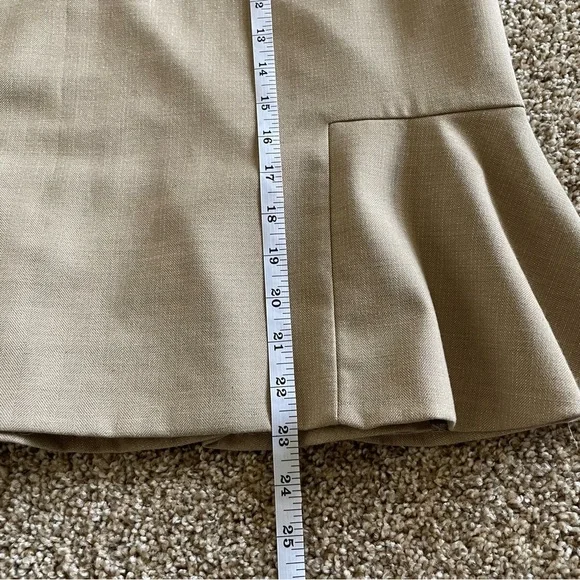 Antonio Melani Pencil Skirt Women’s 14 Beige Shimmer Ruffle Side Zipper Flounce - Picture 10 of 10